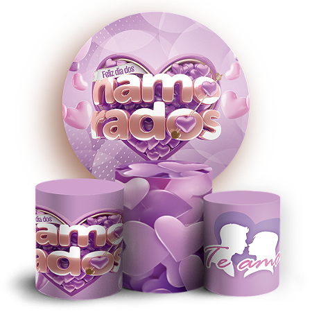 Capas Painel Redondo e Trio Cilindro Sublimado - Dia Dos Namorados