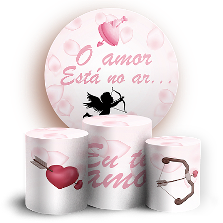Capas Painel Redondo e Trio Cilindro Sublimado - Dia Dos Namorados