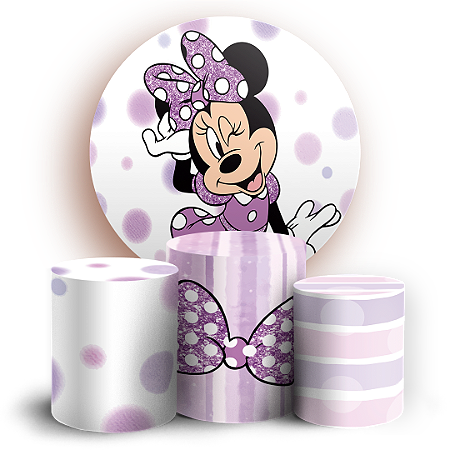 Capas Painel Redondo e Trio Cilindro Sublimado - Minnie Lilas
