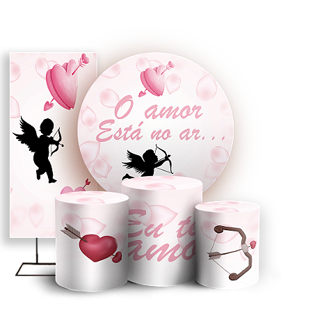Capas Painel Redondo Trio Cilindro e Faixa Lateral Sublimado - Dia Dos Namorados