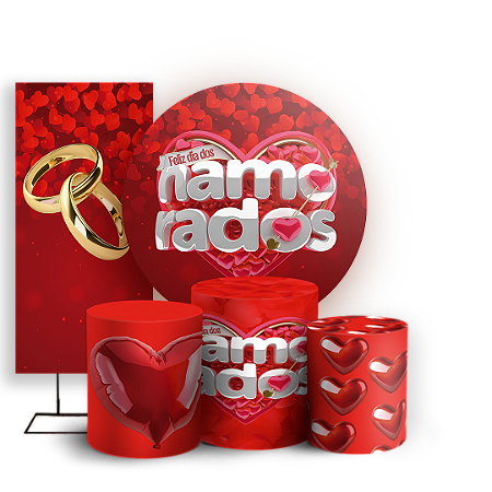 Capas Painel Redondo Trio Cilindro e Faixa Lateral Sublimado - Dia Dos Namorados