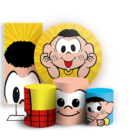 Capas Painel Redondo Trio Cilindro e Faixa Lateral Sublimado - Turma Da Monica