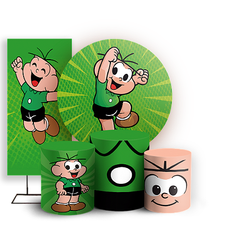 Capas Painel Redondo Trio Cilindro e Faixa Lateral Sublimado - Turma Da Monica