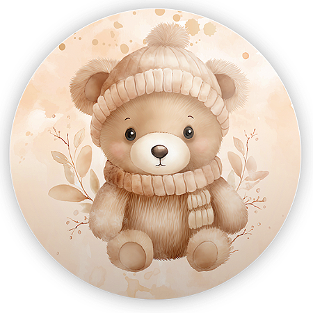 Capa Painel Redondo Sublimado - Ursinho Marrom