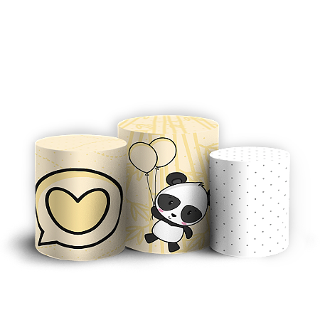 Capas Trio Cilindro Sublimado Vest Facil - Panda