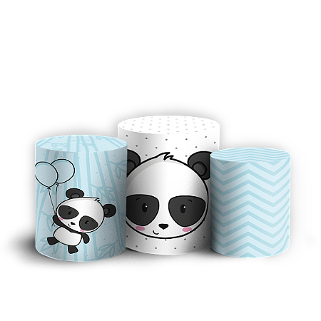 Capas Trio Cilindro Sublimado Vest Facil - Panda