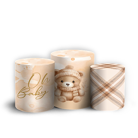 Capas Trio Cilindro Sublimado Vest Facil - Ursinho Marrom