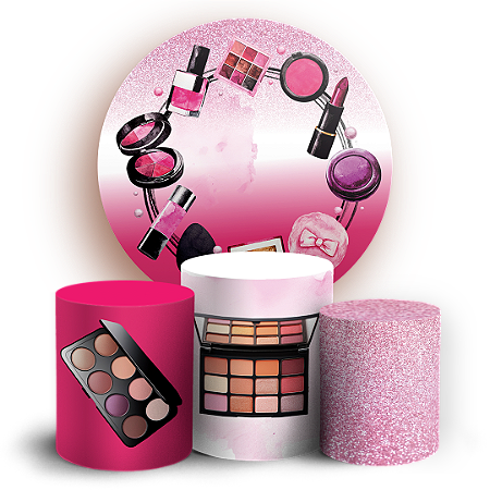 Capas Painel Redondo e Trio Cilindro Sublimado - Maquiagem