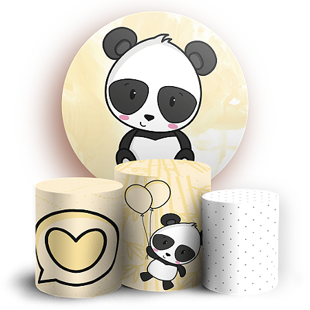 Capas Painel Redondo e Trio Cilindro Sublimado - Panda