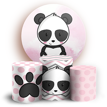Capas Painel Redondo e Trio Cilindro Sublimado - Panda