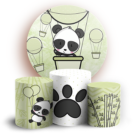 Capas Painel Redondo e Trio Cilindro Sublimado - Panda