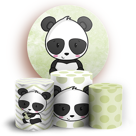 Capas Painel Redondo e Trio Cilindro Sublimado - Panda