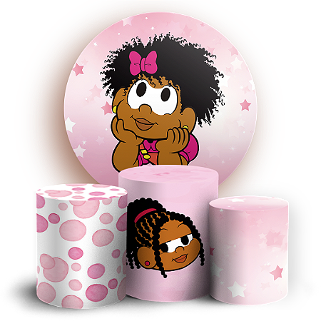 Capas Painel Redondo e Trio Cilindro Sublimado - Turma Da Milena