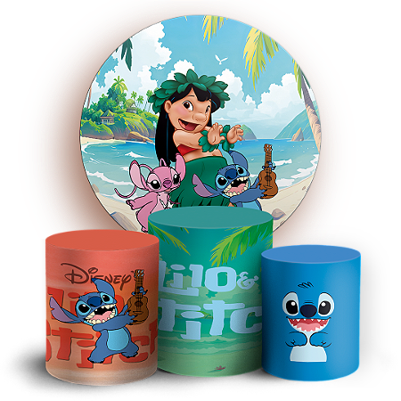 Capas Painel Redondo e Trio Cilindro Sublimado - Lilo E Stitch