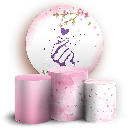 Capas Painel Redondo e Trio Cilindro Sublimado - Maos Amor Coracao