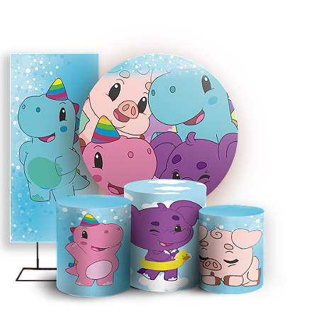 Capas Painel Redondo Trio Cilindro e Faixa Lateral Sublimado - Baby Tube