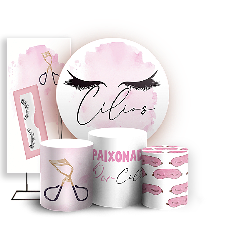 Capas Painel Redondo Trio Cilindro e Faixa Lateral Sublimado - Maquiagem