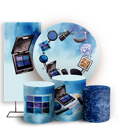 Capas Painel Redondo Trio Cilindro e Faixa Lateral Sublimado - Maquiagem