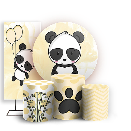 Capas Painel Redondo Trio Cilindro e Faixa Lateral Sublimado - Panda