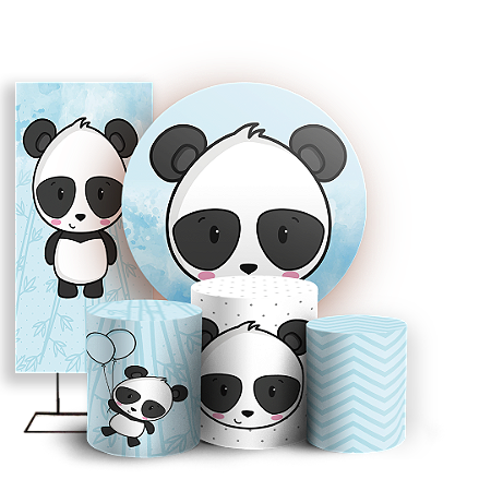 Capas Painel Redondo Trio Cilindro e Faixa Lateral Sublimado - Panda