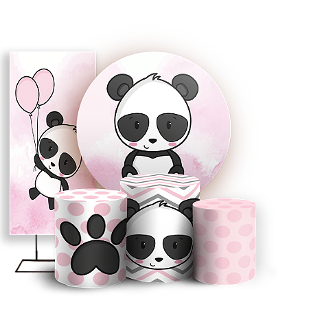 Capas Painel Redondo Trio Cilindro e Faixa Lateral Sublimado - Panda