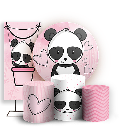 Capas Painel Redondo Trio Cilindro e Faixa Lateral Sublimado - Panda