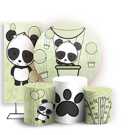 Capas Painel Redondo Trio Cilindro e Faixa Lateral Sublimado - Panda