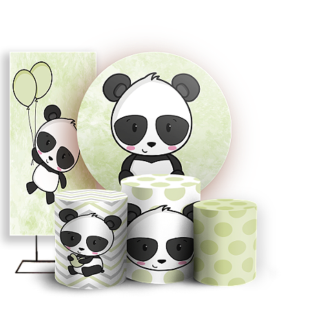 Capas Painel Redondo Trio Cilindro e Faixa Lateral Sublimado - Panda
