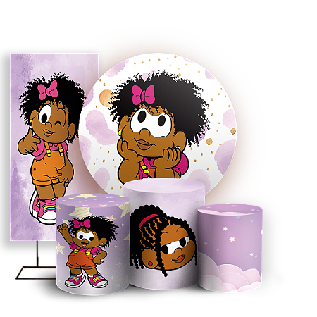 Capas Painel Redondo Trio Cilindro e Faixa Lateral Sublimado - Turma Da Milena