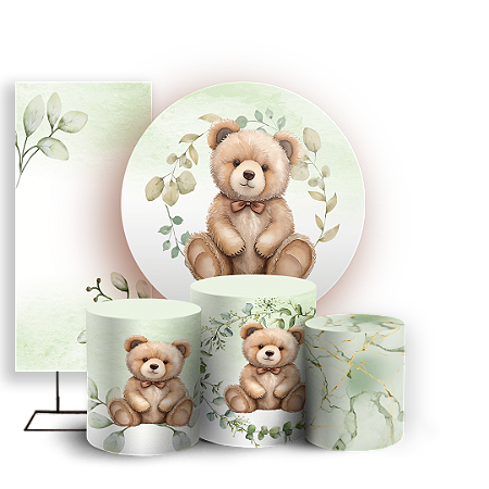 Capas Painel Redondo Trio Cilindro e Faixa Lateral Sublimado - Ursinho