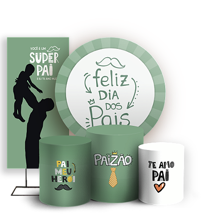 Capas Painel Redondo Trio Cilindro e Faixa Lateral Sublimado - Dia dos Pais