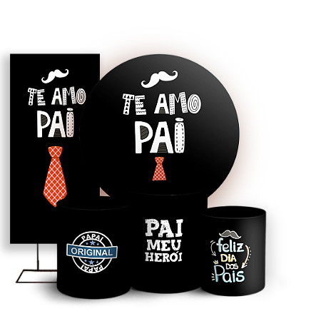 Capas Painel Redondo Trio Cilindro e Faixa Lateral Sublimado - Dia dos Pais