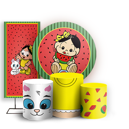 Capas Painel Redondo Trio Cilindro e Faixa Lateral Sublimado - Magali Cute