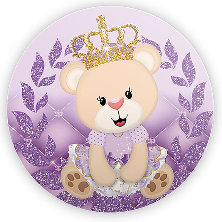 Capa Painel Redondo Sublimado - Ursinha Lilas