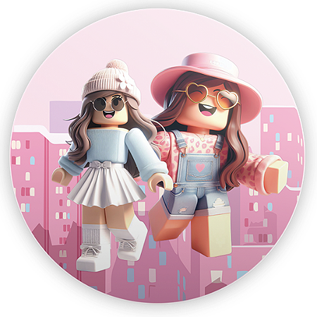 Capa Painel Redondo Sublimado - Roblox Rosa