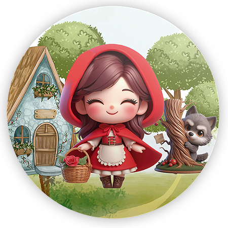 Capa Painel Redondo Sublimado - Chapeuzinho Vermelho