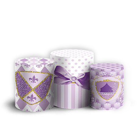 Trio Cilindro - Ursinha Lilas - Sublimado 3D + Elástico