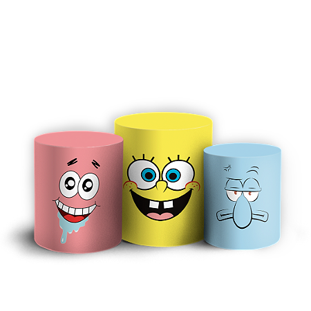 Capas Trio Cilindro Sublimado Vest Facil - Bob Esponja
