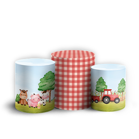 Capas Trio Cilindro Sublimado Vest Facil - Fazendinha