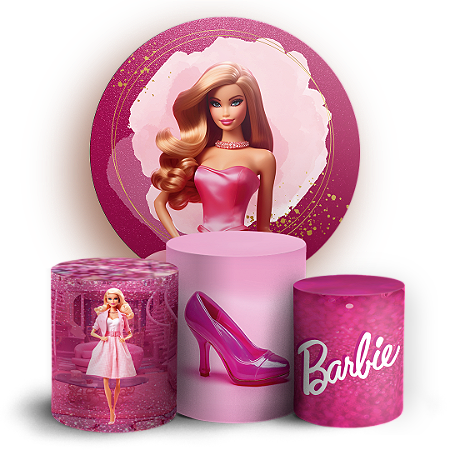 Capas Painel Redondo e Trio Cilindro Sublimado - Barbie