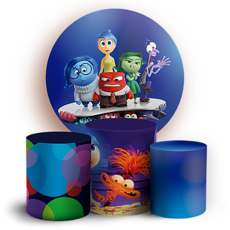 Capas Painel Redondo e Trio Cilindro Sublimado - Divertida Mente