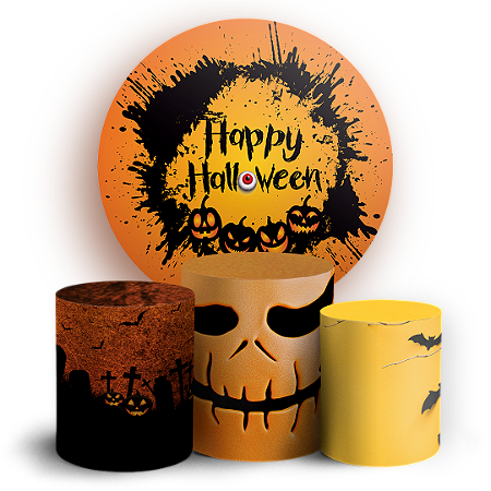 Capas Painel Redondo e Trio Cilindro Sublimado - Dia das Bruxas