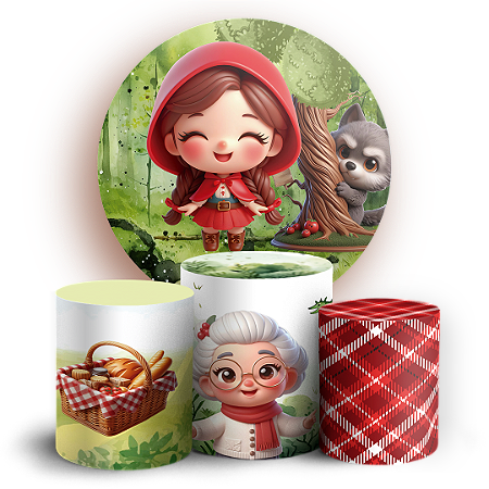 Capas Painel Redondo e Trio Cilindro Sublimado - Chapeuzinho Vermelho