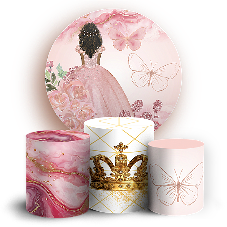 Capas Painel Redondo e Trio Cilindro Sublimado - 15 Anos