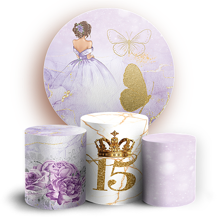 Capas Painel Redondo e Trio Cilindro Sublimado - 15 Anos