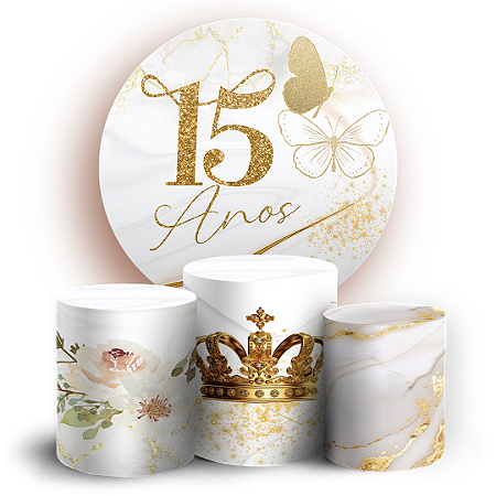 Capas Painel Redondo e Trio Cilindro Sublimado - 15 Anos