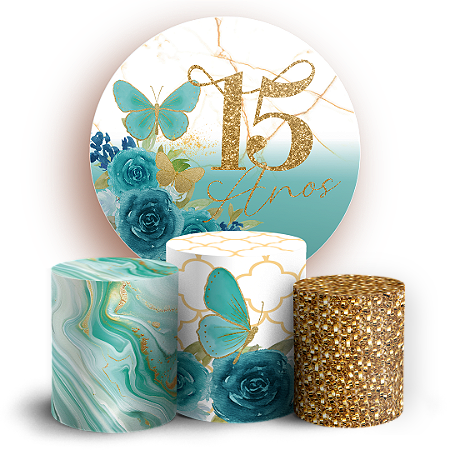 Capas Painel Redondo e Trio Cilindro Sublimado - 15 Anos