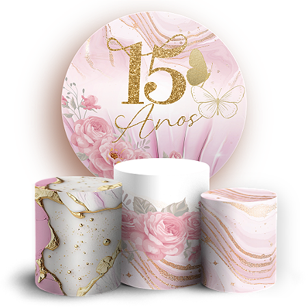 Capas Painel Redondo e Trio Cilindro Sublimado - 15 Anos