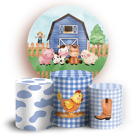 Capas Painel Redondo e Trio Cilindro Sublimado - Fazendinha