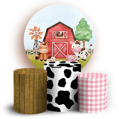 Capas Painel Redondo e Trio Cilindro Sublimado - Fazendinha